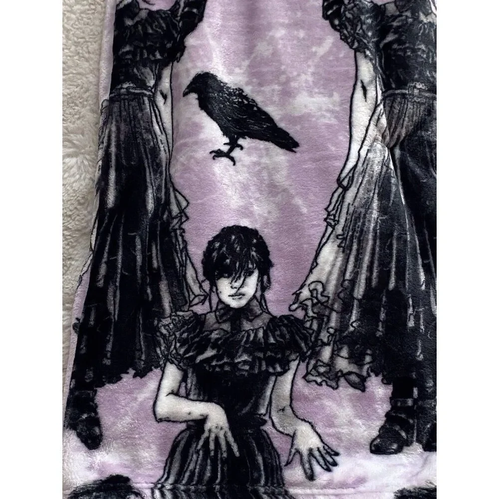 Wednesday Addams Dancing Netflix Show Soft Plush Throw 50” X 70” Purple Crow NEW